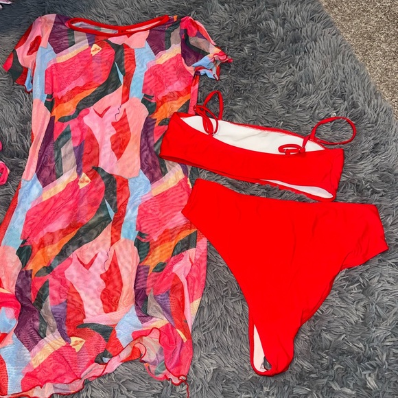 3pack Color Block Bikini Swimsuit & Cover Up - Picture 7 of 10